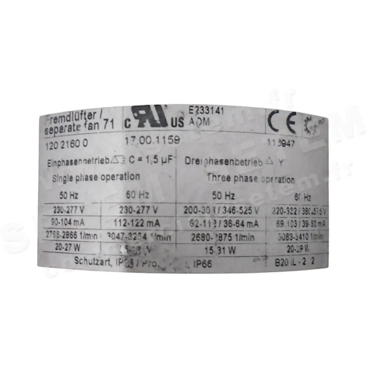 7236005336-VENTILATION FORCEE ‌WISTRO B20IL-2-2 *17.00.1159*