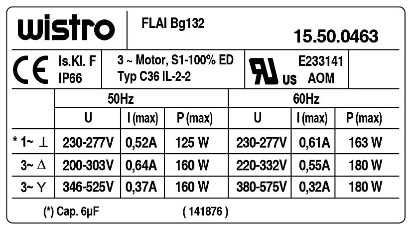7236008667-VENTILATEUR WISTRO FLAIBG132 C36IL.2.2 *15.50.0463* 2