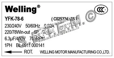 7239000786-MOTEUR WELLING YFK.78.6 "C025324H06" 3