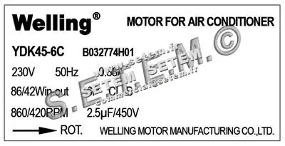 7239000903-MOTEUR WELLING YDK45.6C "B032774H01" 3