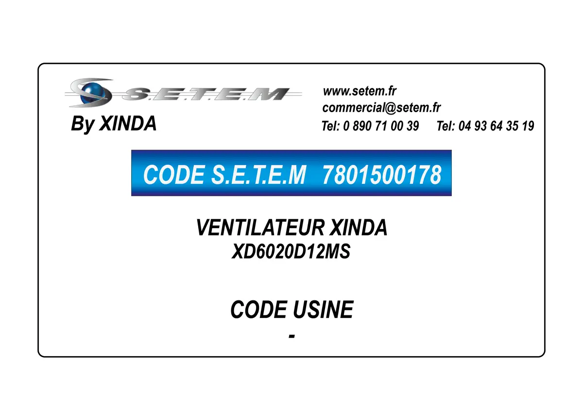 7801500178-VENTILATEUR XINDA XD6020D12MS