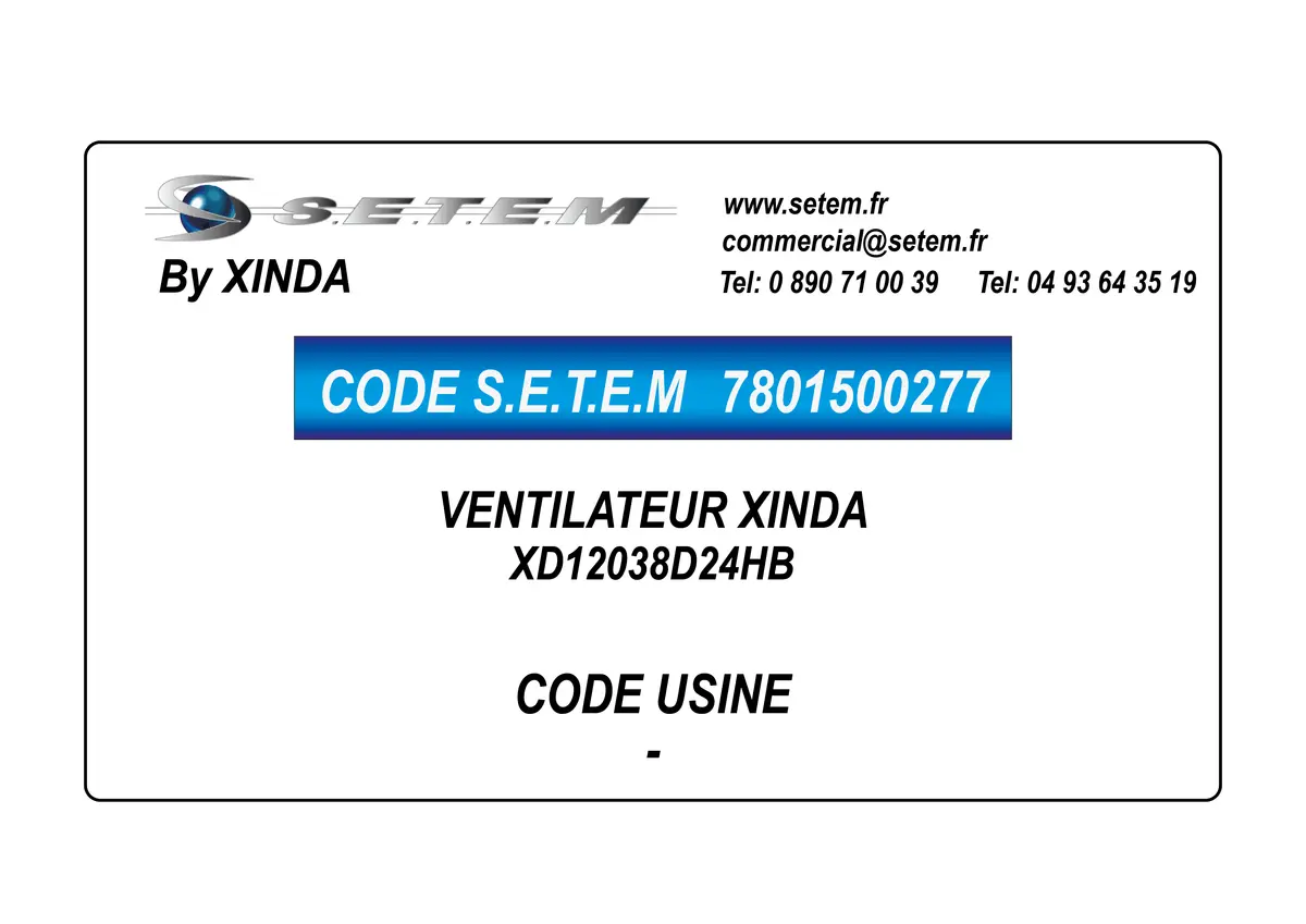 7801500277-VENTILATEUR XINDA XD12038D24HB