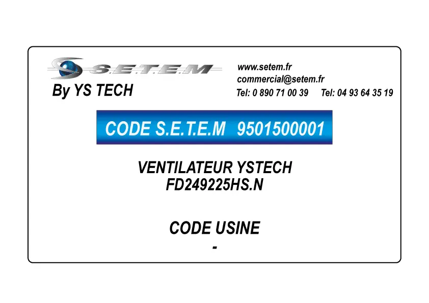 9501500001-VENTILATEUR YSTECH FD249225HS.N