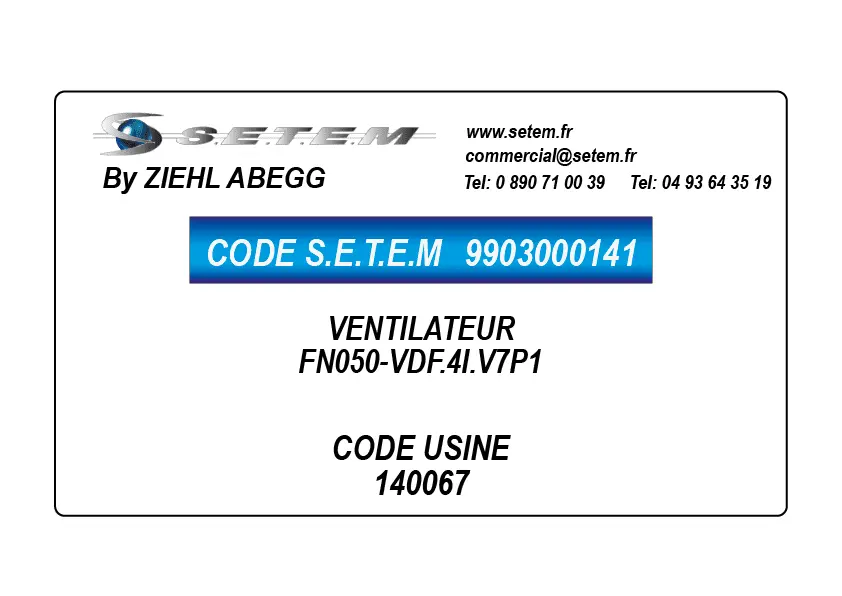 9903000141-VENTILATEUR ZIEHL ABEGG FN050-VDF.4I.V7P1 *140067*