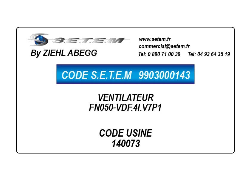 9903000143-VENTILATEUR ZIEHL ABEGG FN050-VDF.4I.V7P1 *140073*
