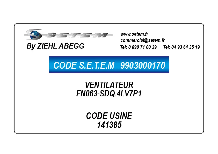 9903000170-VENTILATEUR ZIEHL ABEGG FN063-SDQ.4I.V7P1 *141385*