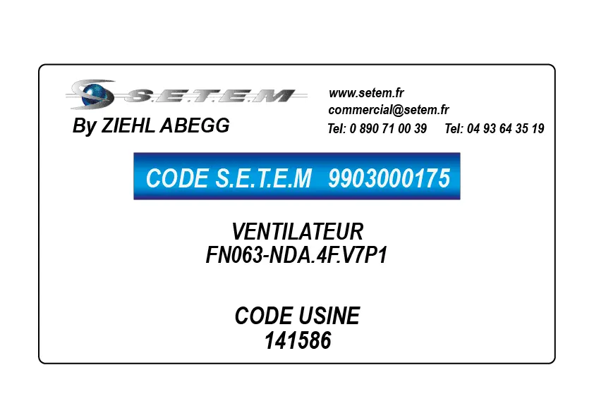 9903000175-VENTILATEUR ZIEHL ABEGG FN063-NDA.4F.V7P1 *141586*