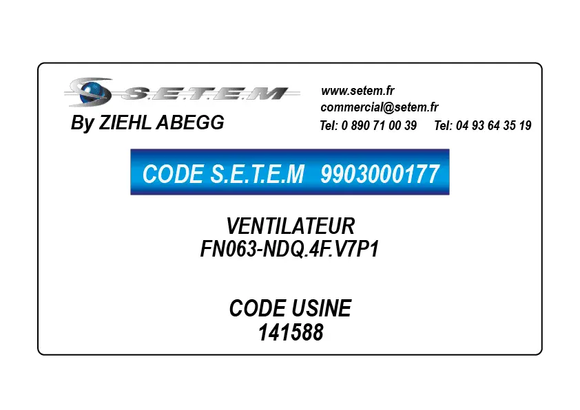 9903000177-VENTILATEUR ZIEHL ABEGG FN063-NDQ.4F.V7P1 *141588*