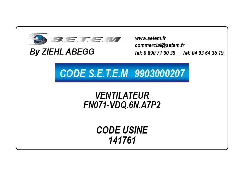 9903000207-VENTILATEUR ZIEHL ABEGG FN071-VDQ.6N.A7P2 *141761*