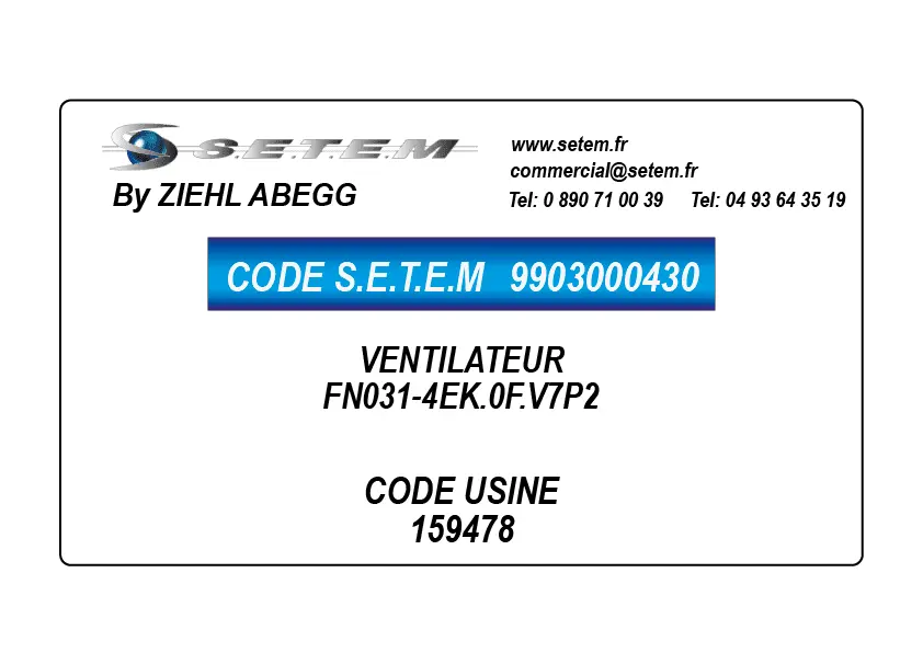 9903000430-VENTILATEUR ZIEHL ABEGG FN031-4EK.0F.V7P2 *159478*