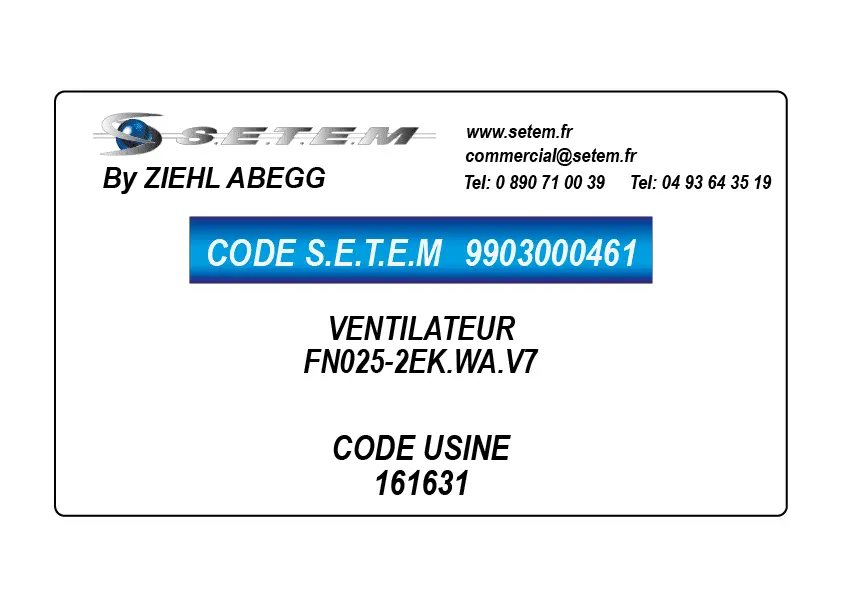 9903000461-VENTILATEUR ZIEHL ABEGG FN025-2EK.WA.V7 *161631*