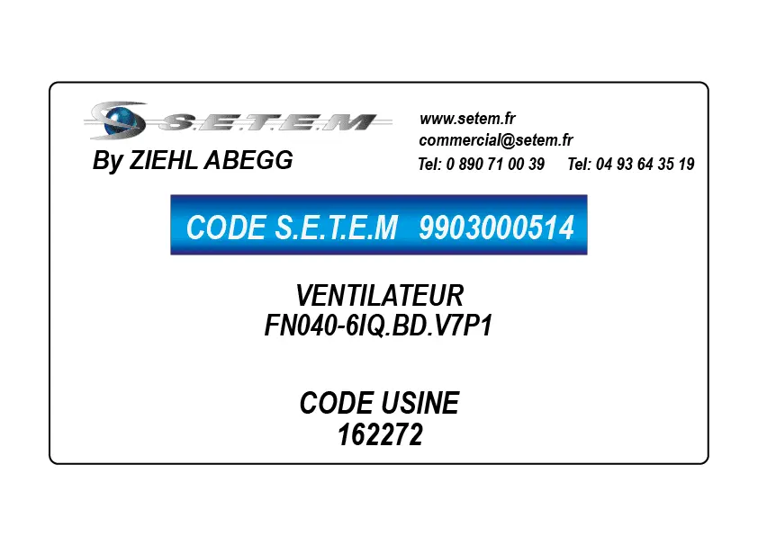9903000514-VENTILATEUR ZIEHL ABEGG FN040-6IQ.BD.V7P1 *162272*