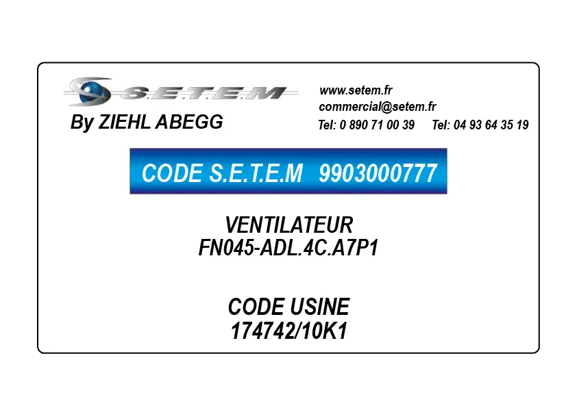 9903000777-VENTILATEUR ZIEHL ABEGG FN045-ADL.4C.A7P1 *174742/10K1*