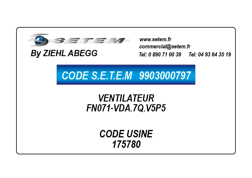 9903000797-VENTILATEUR ZIEHL ABEGG FN071-VDA.7Q.V5P5 *175780*