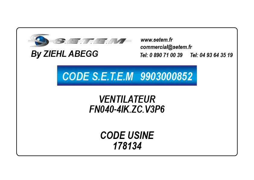 9903000852-VENTILATEUR ZIEHL ABEGG FN040-4IK.ZC.V3P6 *178134*