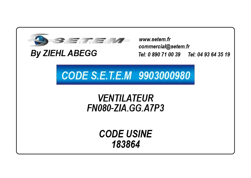 9903000980-VENTILATEUR ZIEHL ABEGG FN080-ZIA.GG.A7P3 *183864*