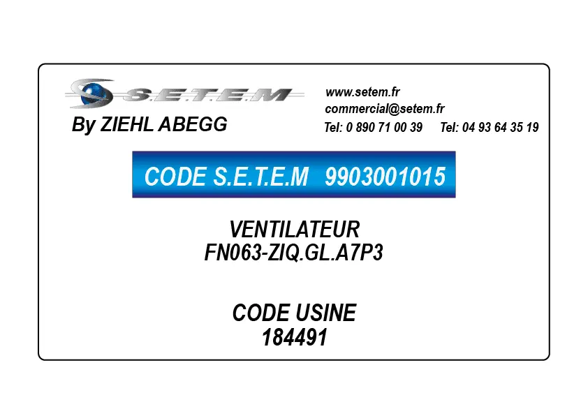 9903001015-VENTILATEUR ZIEHL ABEGG FN063-ZIQ.GL.A7P3 *184491*