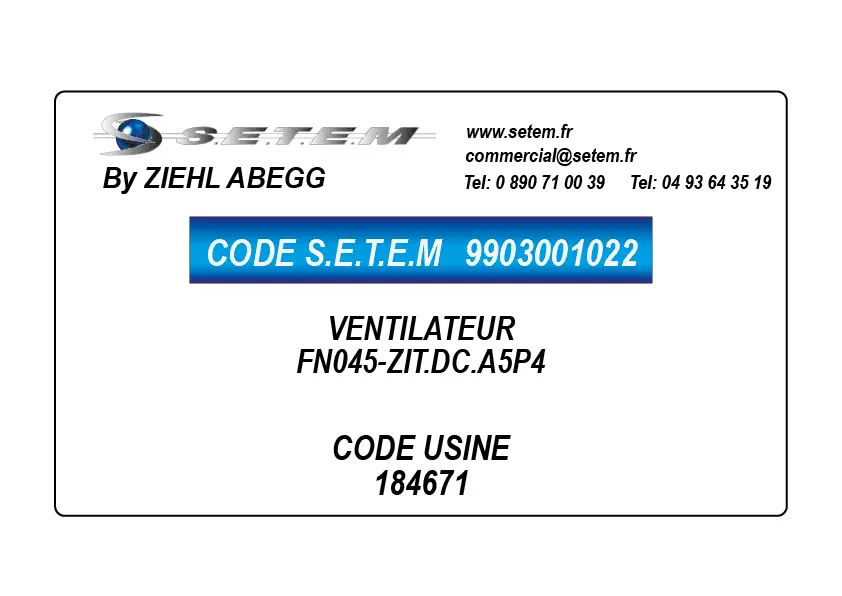 9903001022-VENTILATEUR ZIEHL ABEGG FN045-ZIT.DC.A5P4 *184671*