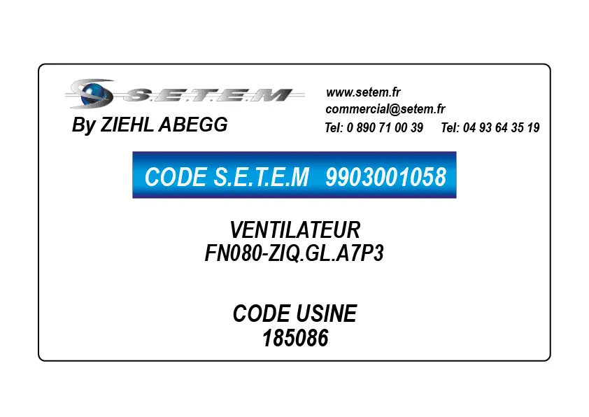 9903001058-VENTILATEUR ZIEHL ABEGG FN080-ZIQ.GL.A7P3 *185086*