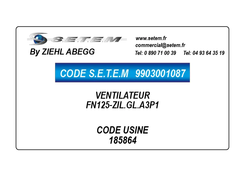 9903001087-VENTILATEUR ZIEHL ABEGG FN125-ZIL.GL.A3P1 *185864*