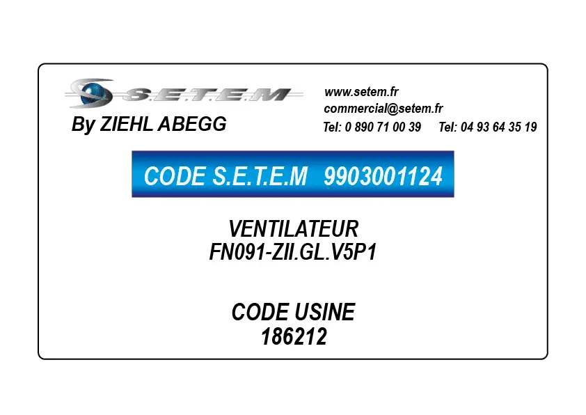9903001124-VENTILATEUR ZIEHL ABEGG FN091-ZII.GL.V5P1 *186212*