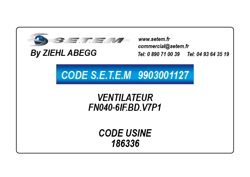 9903001127-VENTILATEUR ZIEHL ABEGG FN040-6IF.BD.V7P1 *186336*