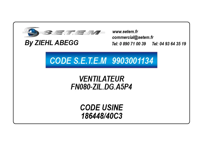 9903001134-VENTILATEUR ZIEHL ABEGG FN080-ZIL.DG.A5P4 *186448/40C3*