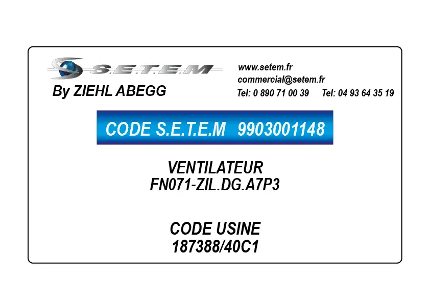 9903001148-VENTILATEUR ZIEHL ABEGG FN071-ZIL.DG.A7P3 *187388/40C1*