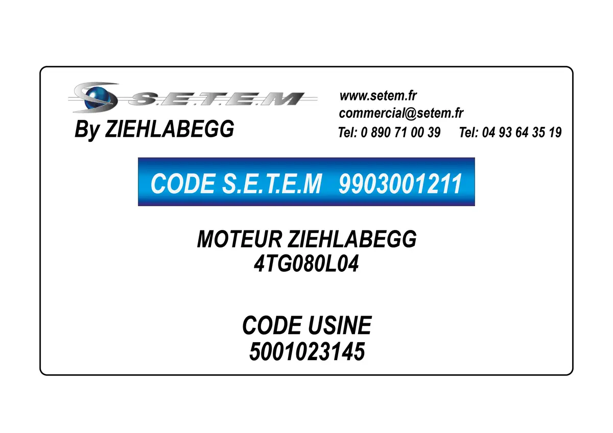 9903001211-MOTEUR ZIEHLABEGG 4TG080L04 *5001023145*