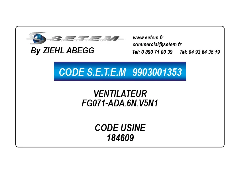 9903001353-VENTILATEUR ZIEHL ABEGG FG071-ADA.6N.V5N1 *184609*
