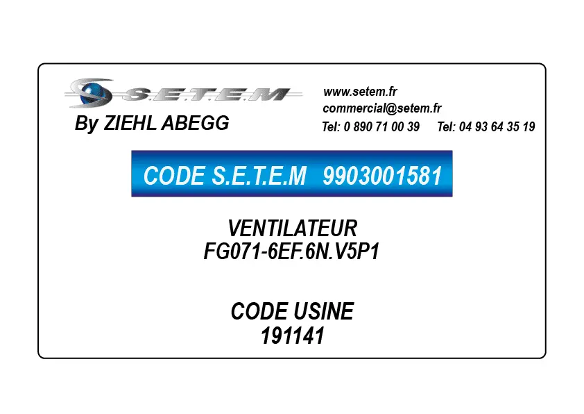 9903001581-VENTILATEUR ZIEHL ABEGG FG071-6EF.6N.V5P1 *191141*