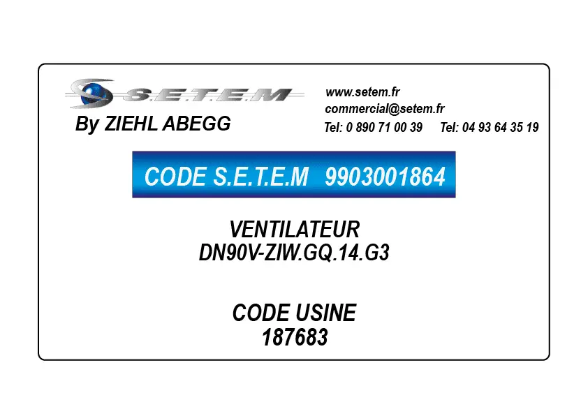 9903001864-VENTILATEUR ZIEHL ABEGG DN90V-ZIW.GQ.14.G3 *187683*