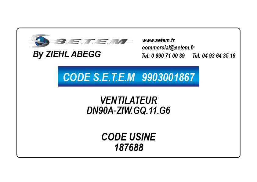 9903001867-VENTILATEUR ZIEHL ABEGG DN90A-ZIW.GQ.11.G6 *187688*