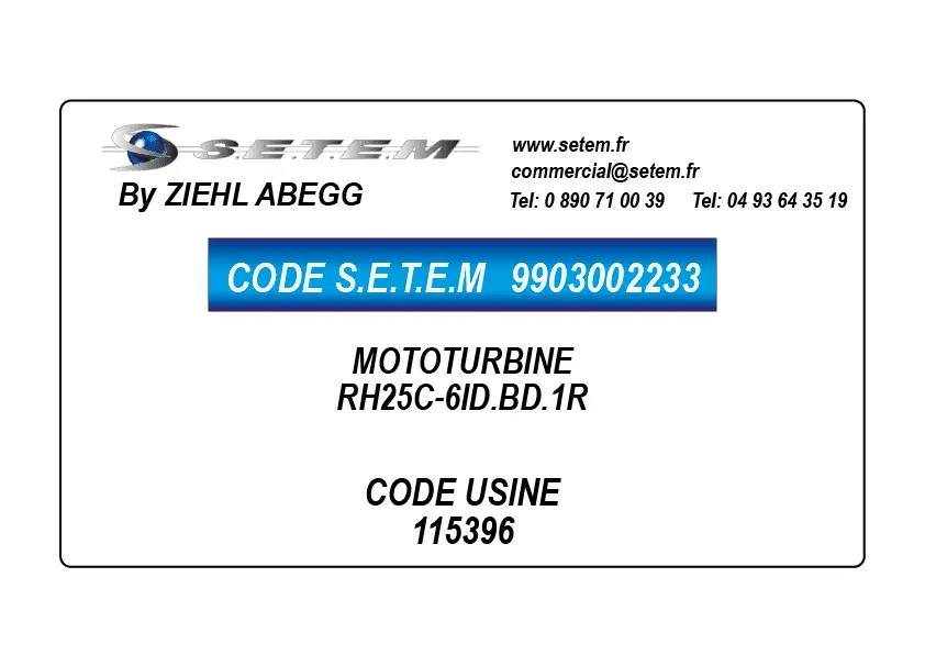 9903002233-MOTOTURBINE ZIEHL ABEGG RH25C-6ID.BD.1R *115396*