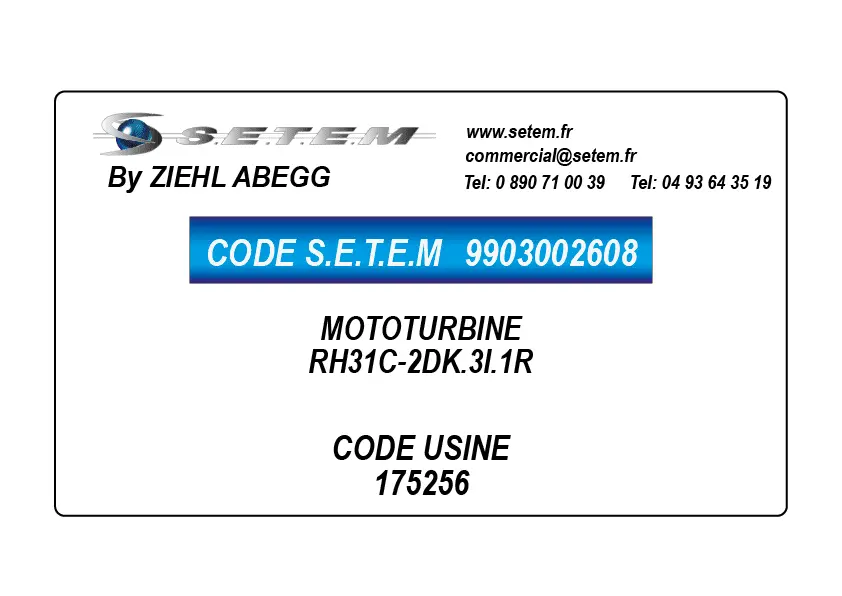 9903002608-MOTOTURBINE ZIEHL ABEGG RH31C-2DK.3I.1R *175256*