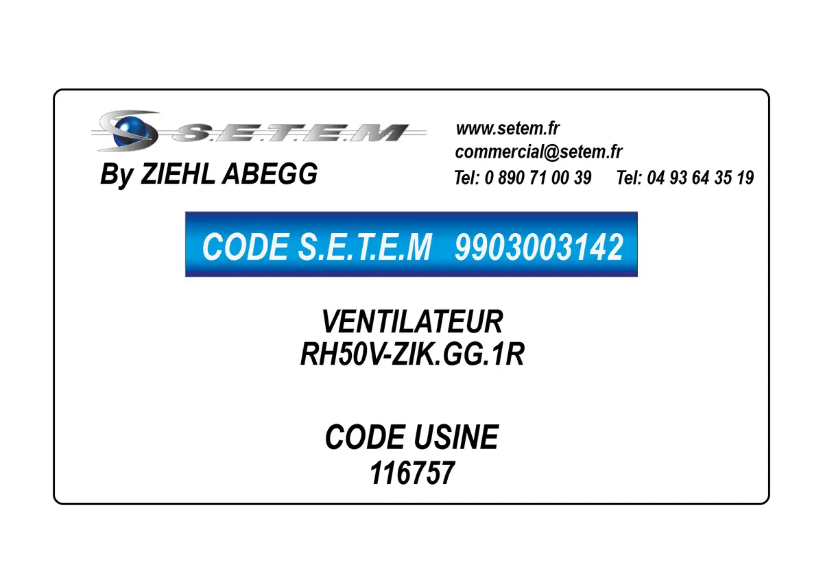9903003142-VENTILATEUR ZIEHL ABEGG RH50V-ZIK.GG.1R *116757*