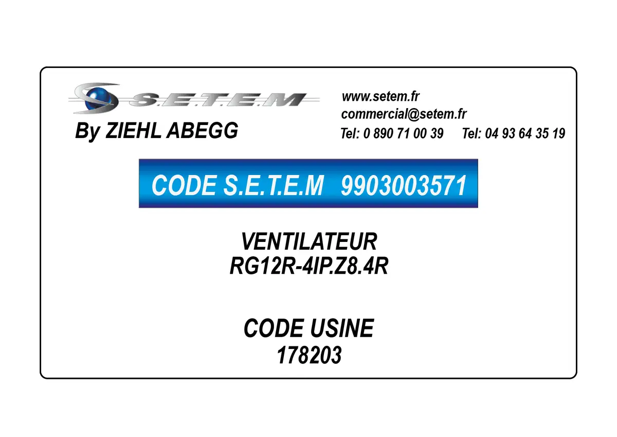9903003571-VENTILATEUR ZIEHL ABEGG RG12R-4IP.Z8.4R *178203*