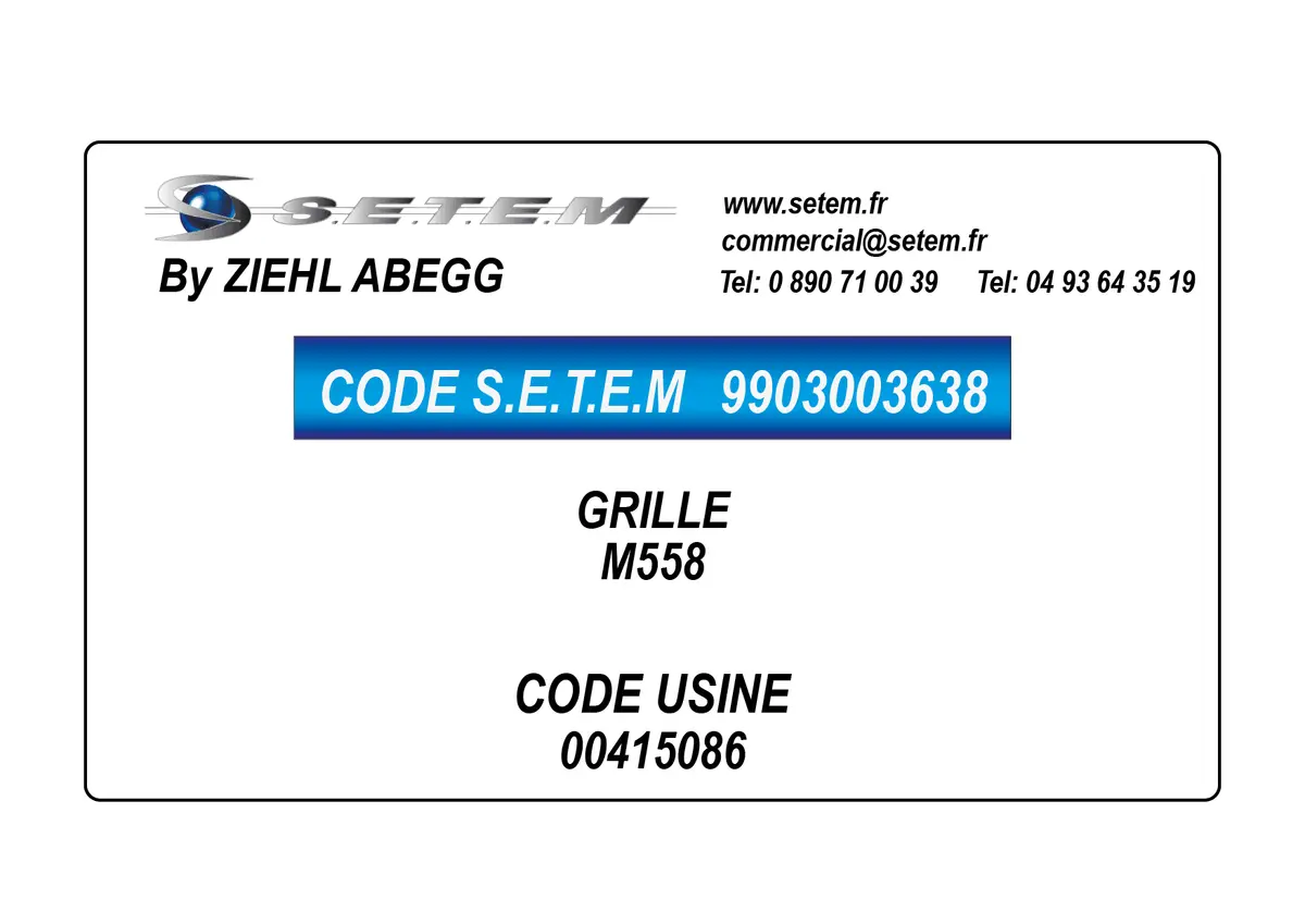 9903003638-GRILLE ZIEHL ABEGG M558 *00415086*