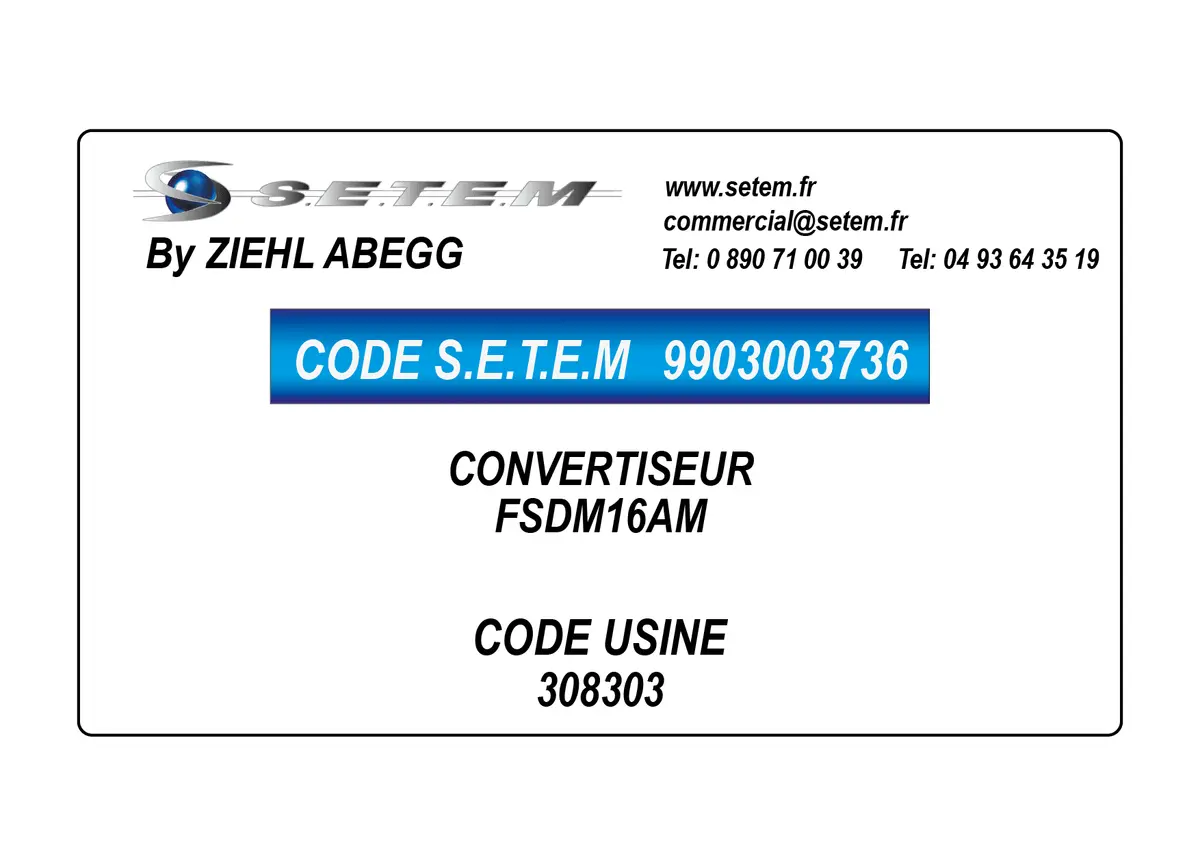 9903003736-CONVERTISEUR ZIEHL ABEGG FSDM16AM *308303*