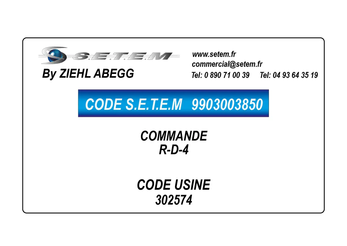 9903003850-COMMANDE ZIEHL ABEGG R-D-4 *302574*