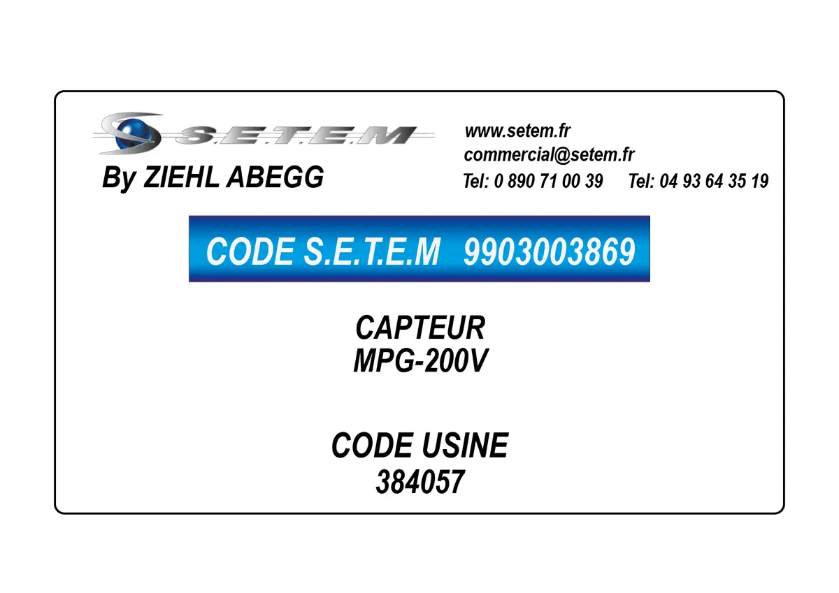 9903003869-CAPTEUR ZIEHL ABEGG MPG-200V *384057*