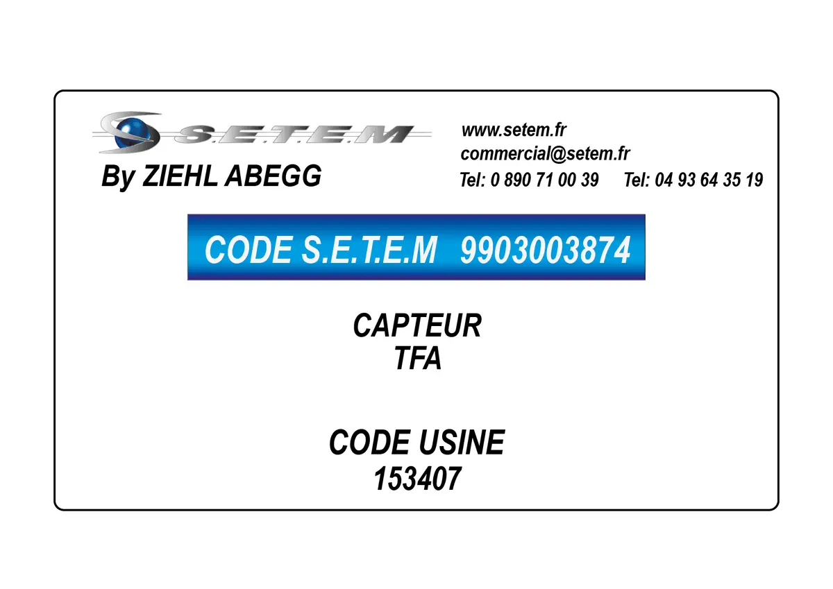 9903003874-CAPTEUR ZIEHL ABEGG TFA *00153407*