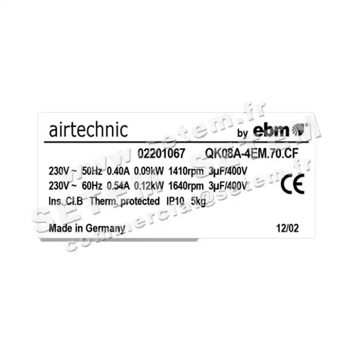 9903004506-VENTILATEUR ZIEHL ABEGG QK08A-4EM.70.CF *205155* 5