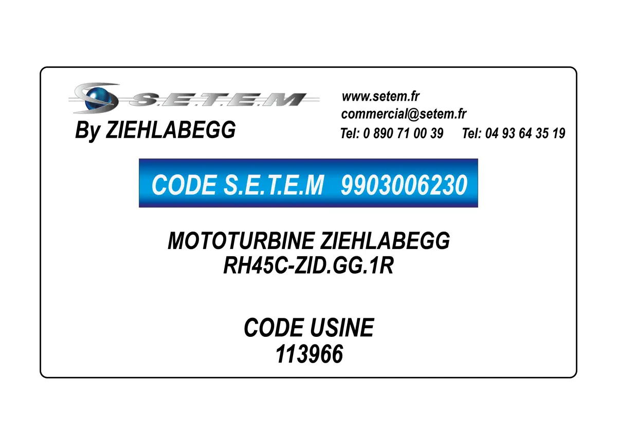 9903006230-MOTOTURBINE ZIEHLABEGG RH45C-ZID.GG.1R *113966*