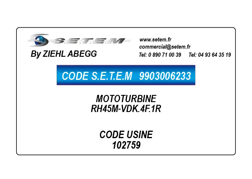9903006233-MOTOTURBINE ZIEHL ABEGG RH45M-VDK.4F.1R *102759*