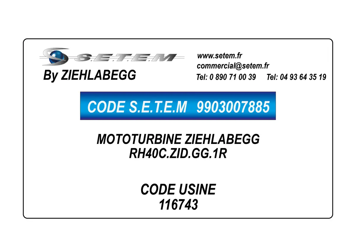 9903007885-MOTOTURBINE ZIEHLABEGG RH40C.ZID.GG.1R *116743*