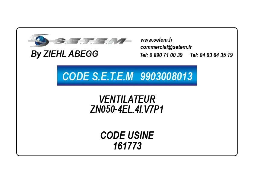 9903008013-VENTILATEUR ZIEHL ABEGG ZN050-4EL.4I.V7P1 *161773*