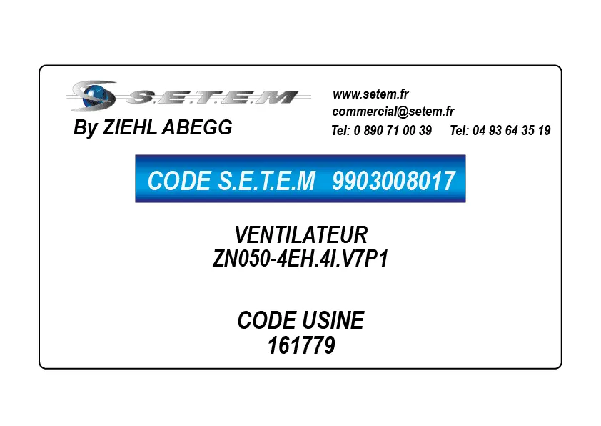 9903008017-VENTILATEUR ZIEHL ABEGG ZN050-4EH.4I.V7P1 *161779*