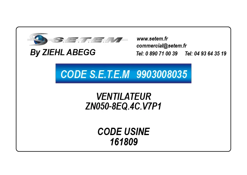 9903008035-VENTILATEUR ZIEHL ABEGG ZN050-8EQ.4C.V7P1 *161809*