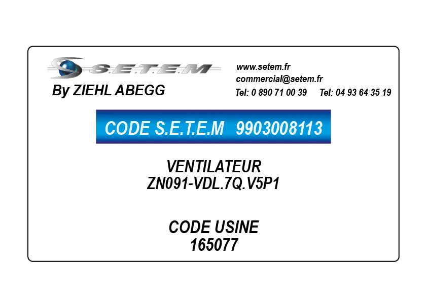9903008113-VENTILATEUR ZIEHL ABEGG ZN091-VDL.7Q.V5P1 *165077*